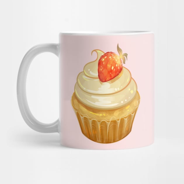 Strawberry Vanilla Cupcake by Claire Lin